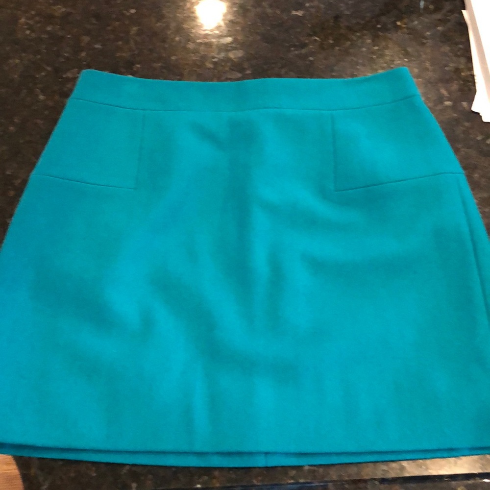 J crew teal wool mini skirt sz 8